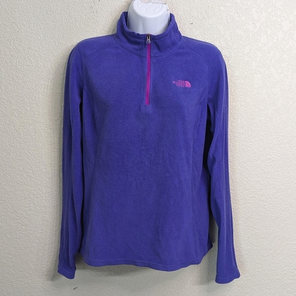 The North Face Women's Purple Fleece Jacket Sweatshirt Mock Neck 1/4 Zip Cozy S - Picture 1 of 9